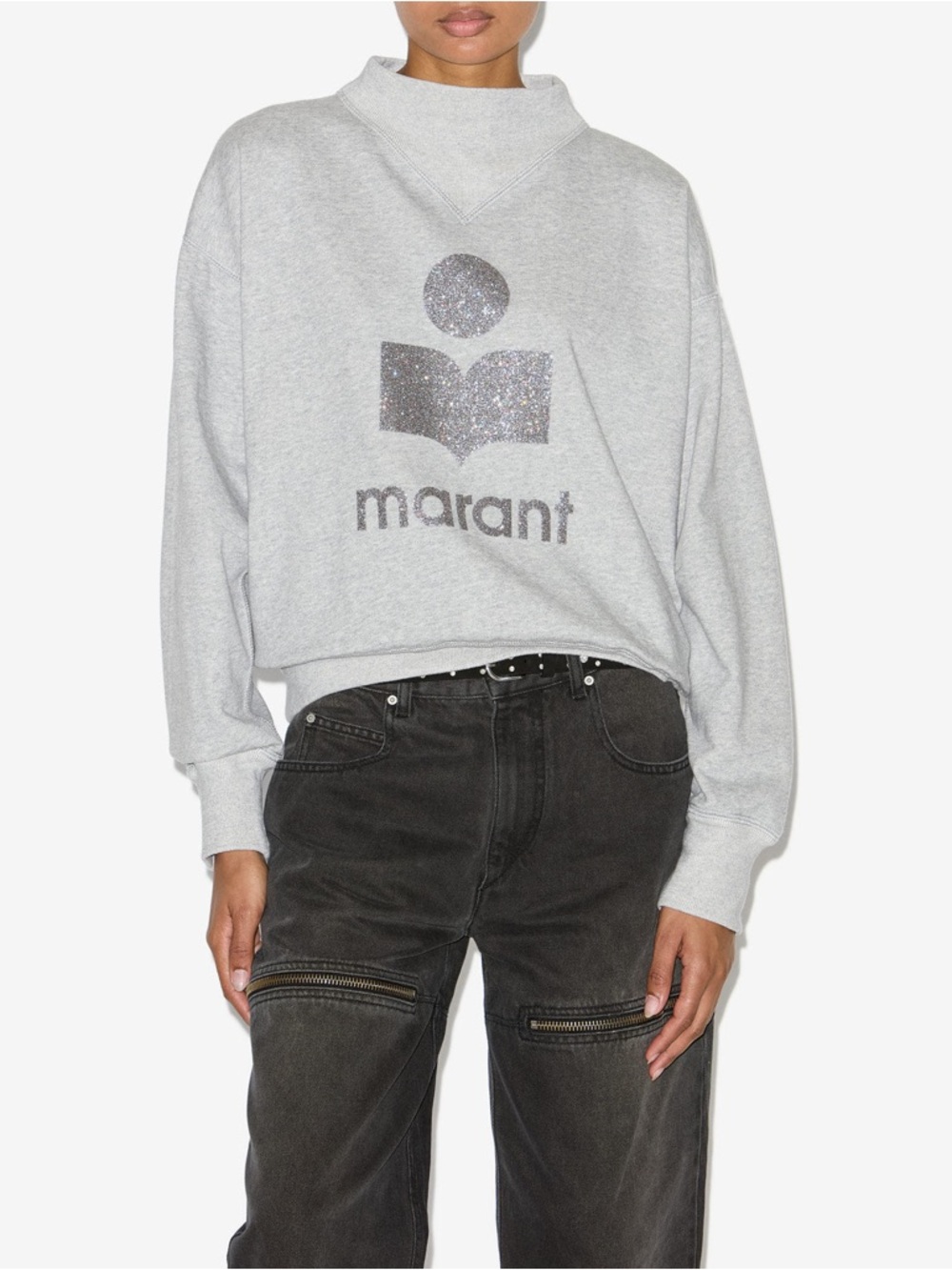 Isabel Marant Womens  Etoile Moby Sweatshirt, Heather Grey, Size 34 XS